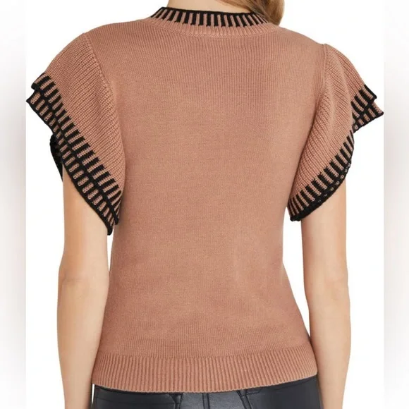 NWOT Vici Collection Contrast Sweater Top - Mocha - Picture 3 of 6